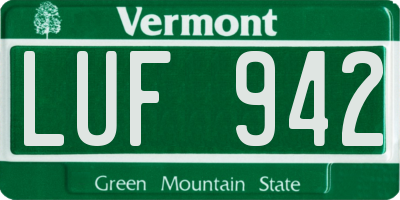 VT license plate LUF942