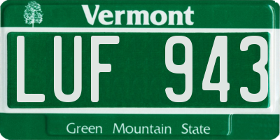 VT license plate LUF943