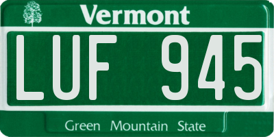 VT license plate LUF945