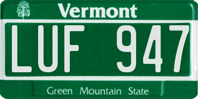 VT license plate LUF947