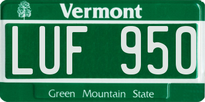 VT license plate LUF950