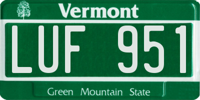 VT license plate LUF951