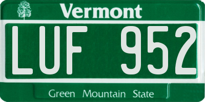 VT license plate LUF952