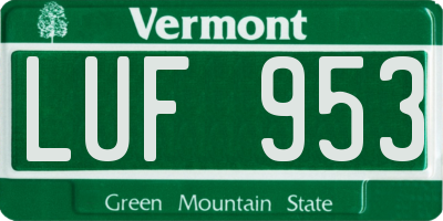 VT license plate LUF953