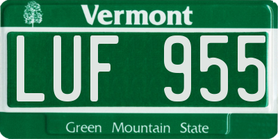 VT license plate LUF955