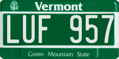 VT license plate LUF957