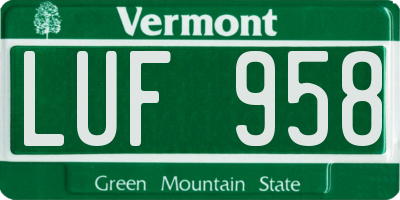 VT license plate LUF958