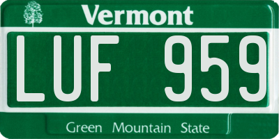 VT license plate LUF959