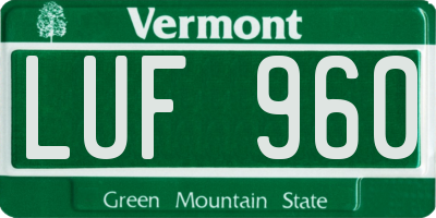 VT license plate LUF960