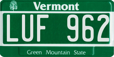 VT license plate LUF962
