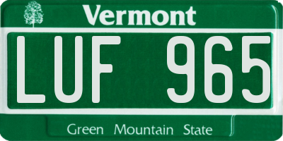 VT license plate LUF965