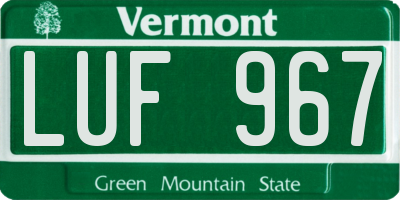 VT license plate LUF967
