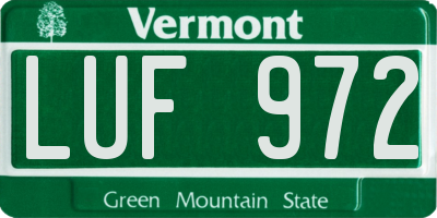 VT license plate LUF972