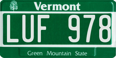 VT license plate LUF978