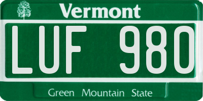 VT license plate LUF980