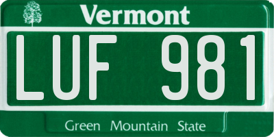VT license plate LUF981