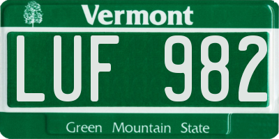 VT license plate LUF982
