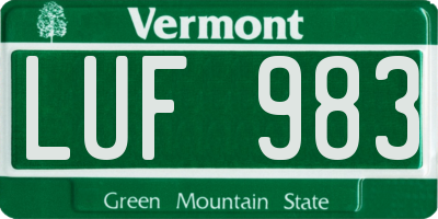 VT license plate LUF983