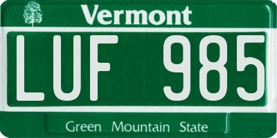 VT license plate LUF985