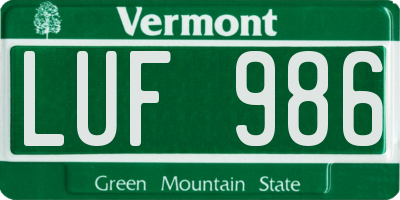 VT license plate LUF986