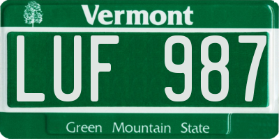 VT license plate LUF987