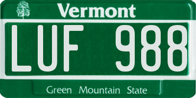 VT license plate LUF988