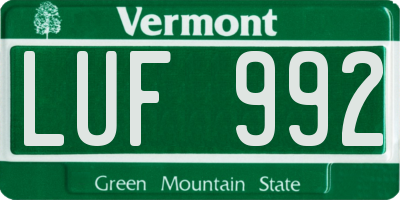 VT license plate LUF992