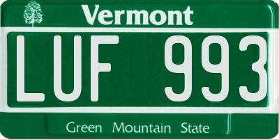 VT license plate LUF993