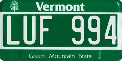 VT license plate LUF994