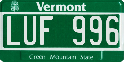 VT license plate LUF996