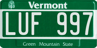 VT license plate LUF997