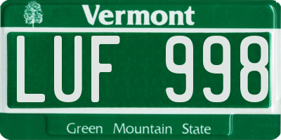 VT license plate LUF998
