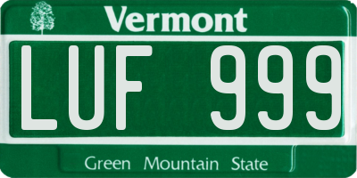 VT license plate LUF999