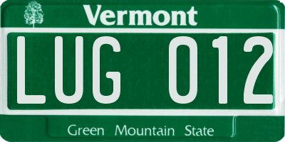 VT license plate LUG012