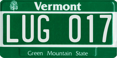 VT license plate LUG017