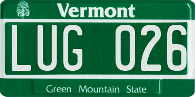 VT license plate LUG026