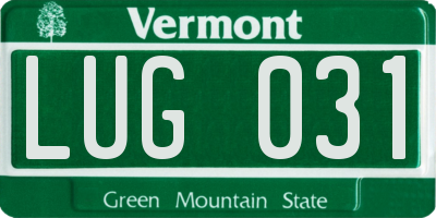 VT license plate LUG031