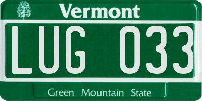 VT license plate LUG033