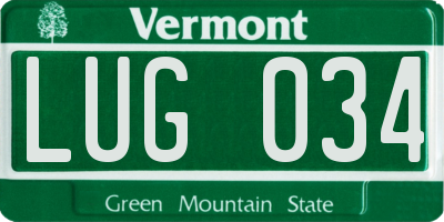 VT license plate LUG034
