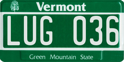 VT license plate LUG036