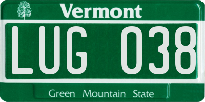 VT license plate LUG038