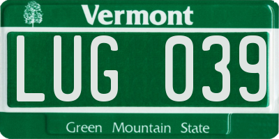 VT license plate LUG039