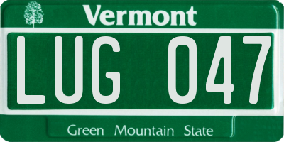 VT license plate LUG047