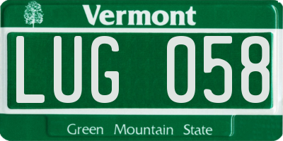 VT license plate LUG058