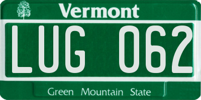 VT license plate LUG062
