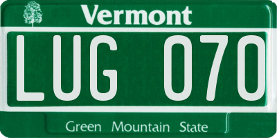 VT license plate LUG070