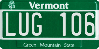 VT license plate LUG106