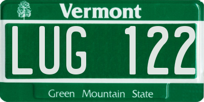 VT license plate LUG122