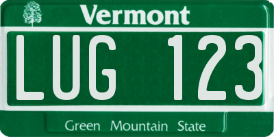VT license plate LUG123