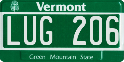 VT license plate LUG206